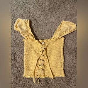 yellow pacsun off the shoulder top